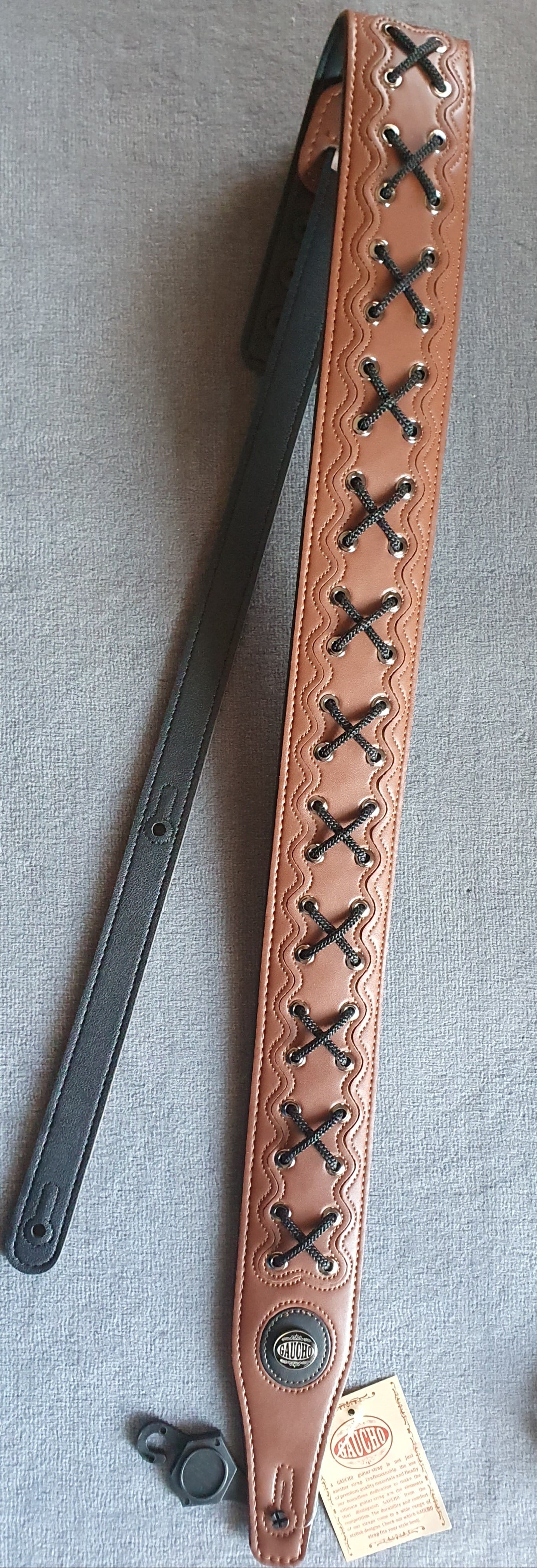 Gitarrengurt Gaucho Buffalo Lace Series guitar strap braun mit Schnürung