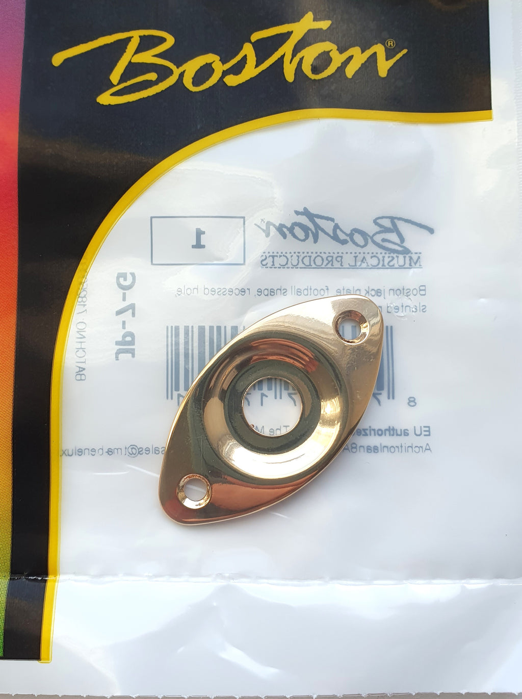 Boston Buchsenblech oval, gebogen, jack plate, Gold