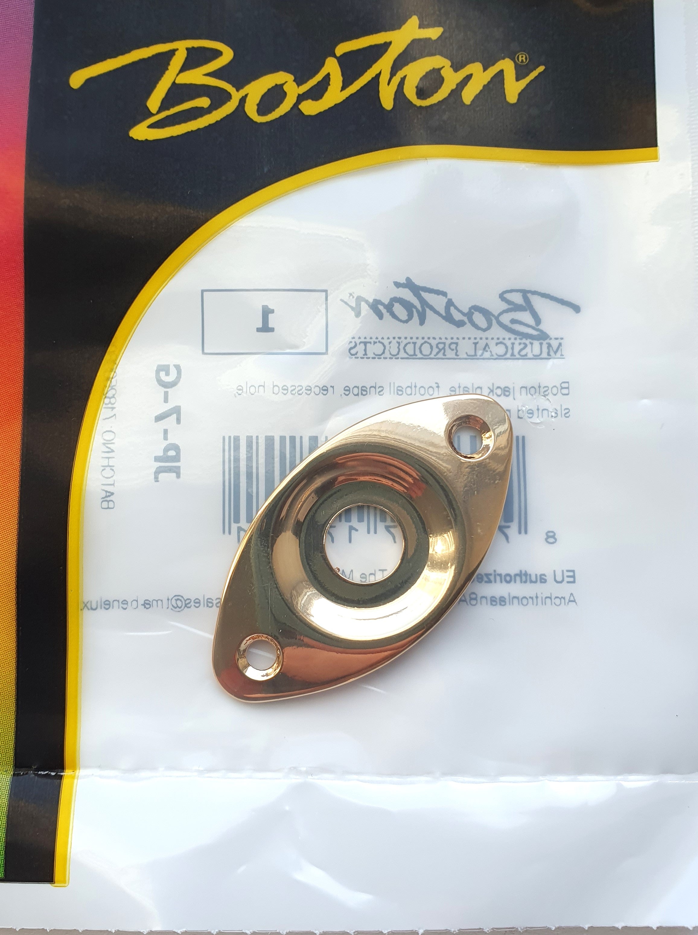 Boston Buchsenblech oval, gebogen, jack plate, Gold