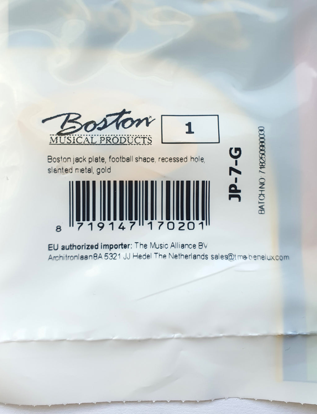 Boston Buchsenblech oval, gebogen, jack plate, Gold