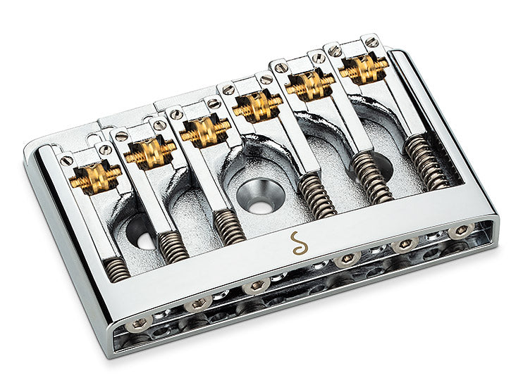 Schaller 3D-6 Gitarrensteg Guitar Bridge Chrome, mit 3mm Unterlegplatte