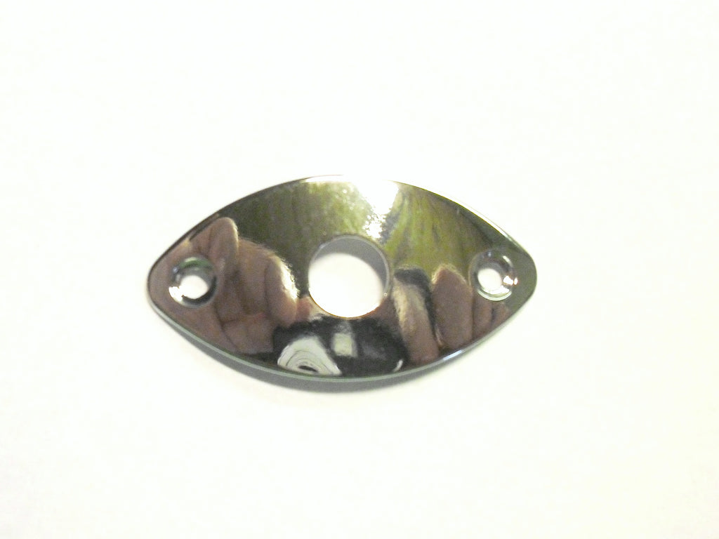 göldo Buchsenblech Jack-Plate oval, gebogen chrome