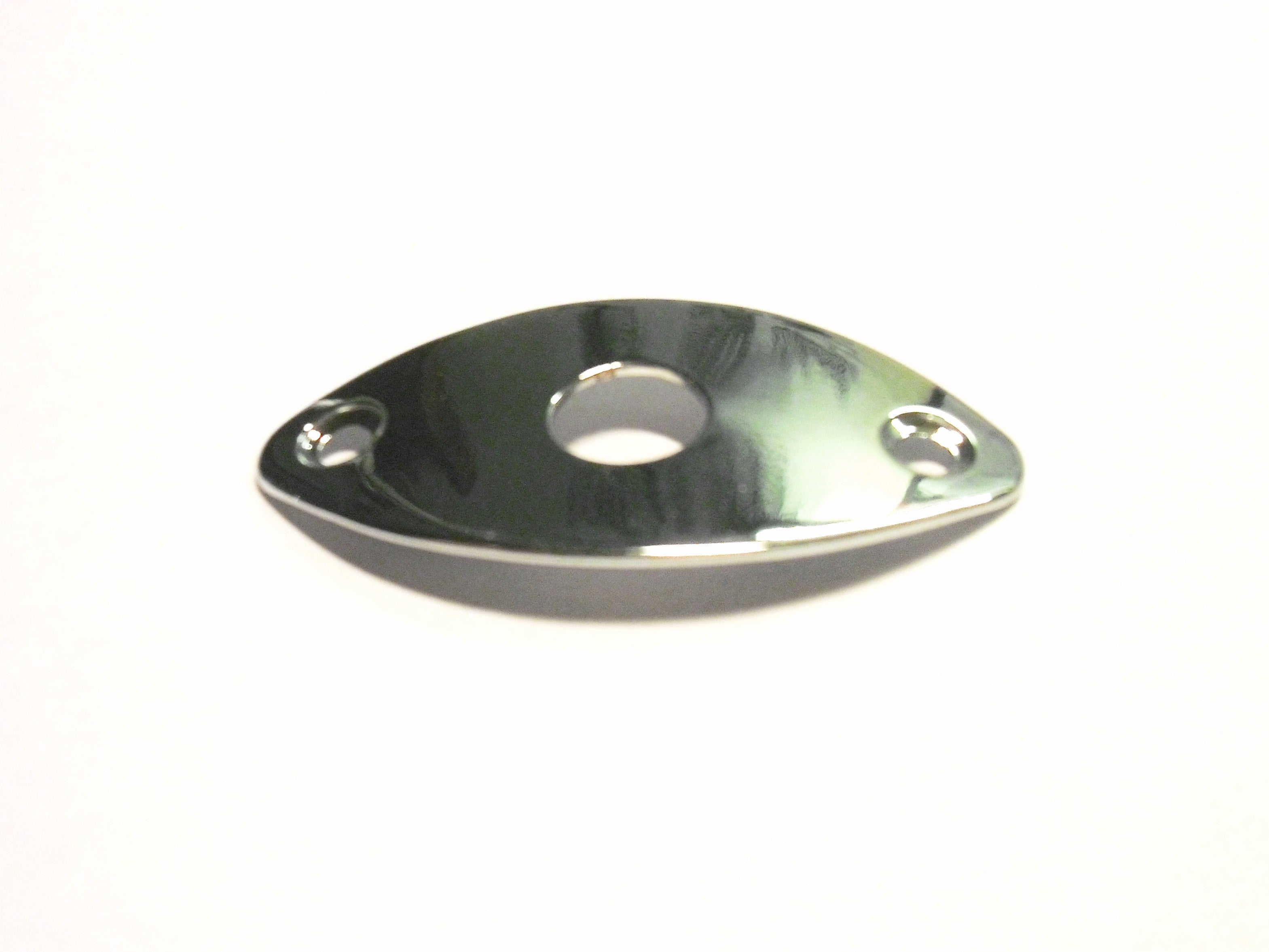 göldo Buchsenblech Jack-Plate oval, gebogen chrome