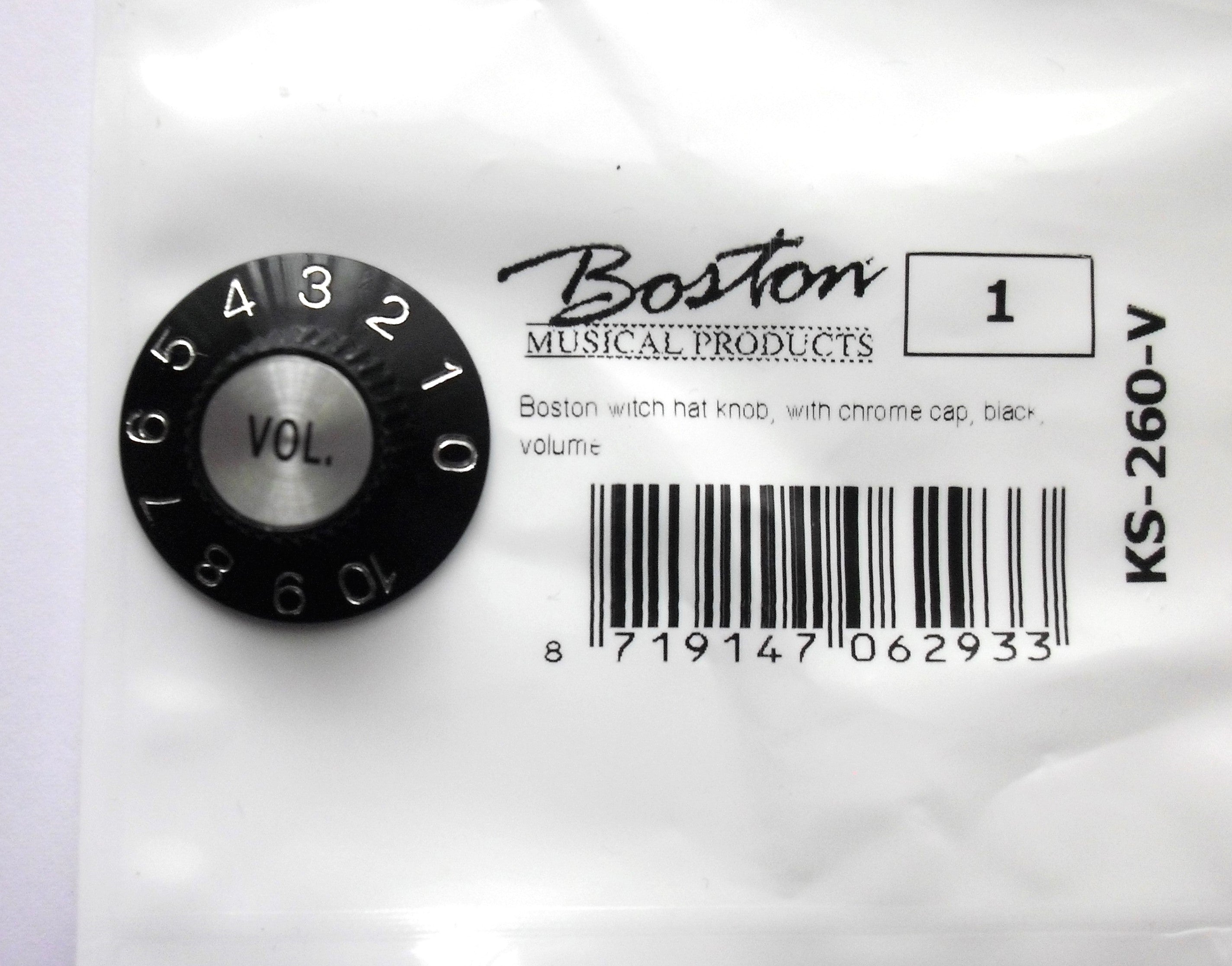 Boston Witch Hat Volume Knob, universal Poti-knopf schwarz/chrome