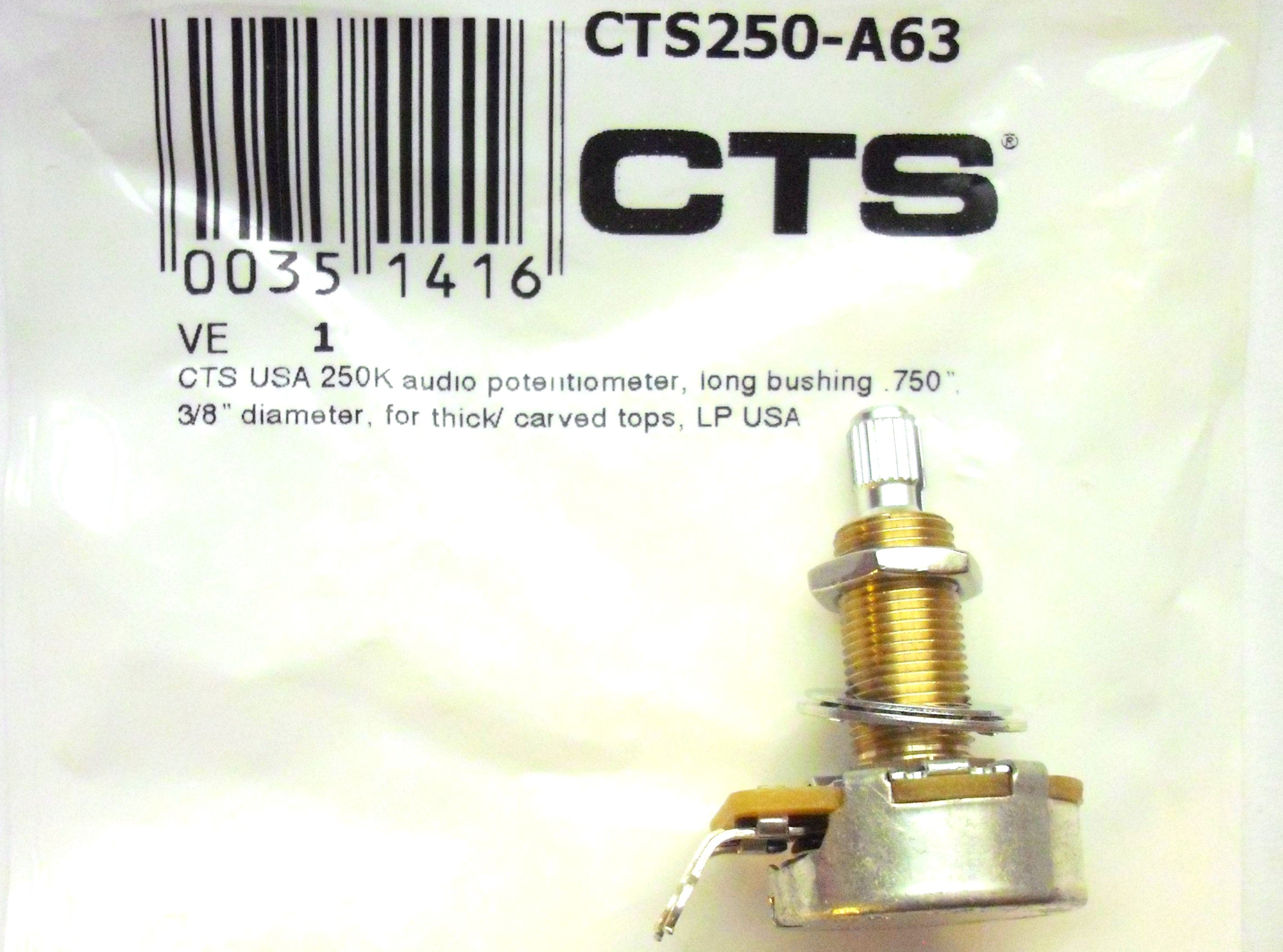 CTS-Poti 10mm Potentiometer long shaft 250 kOhm, A log.