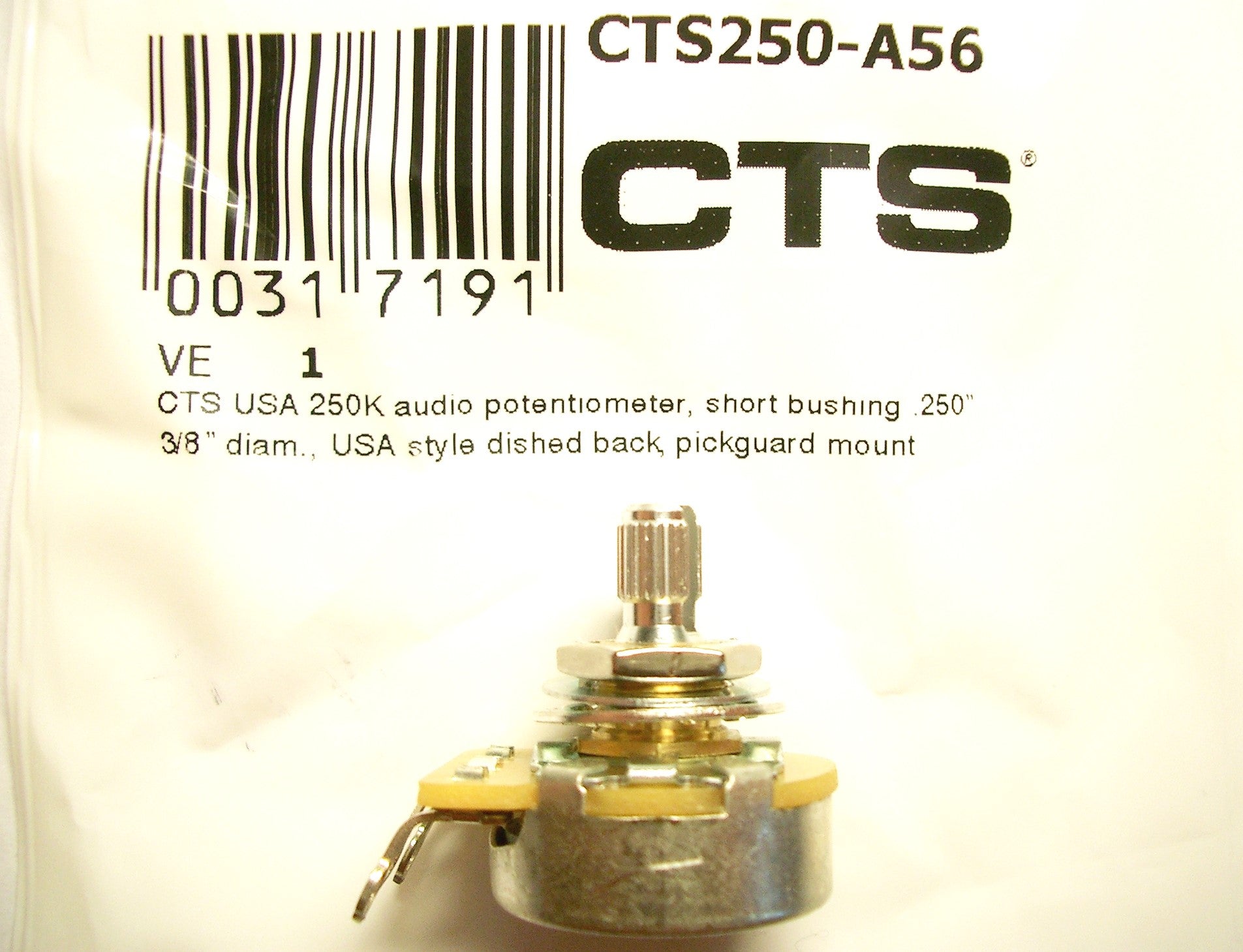 CTS-Poti 10mm Potentiometer 250 kOhm short shaft, A log
