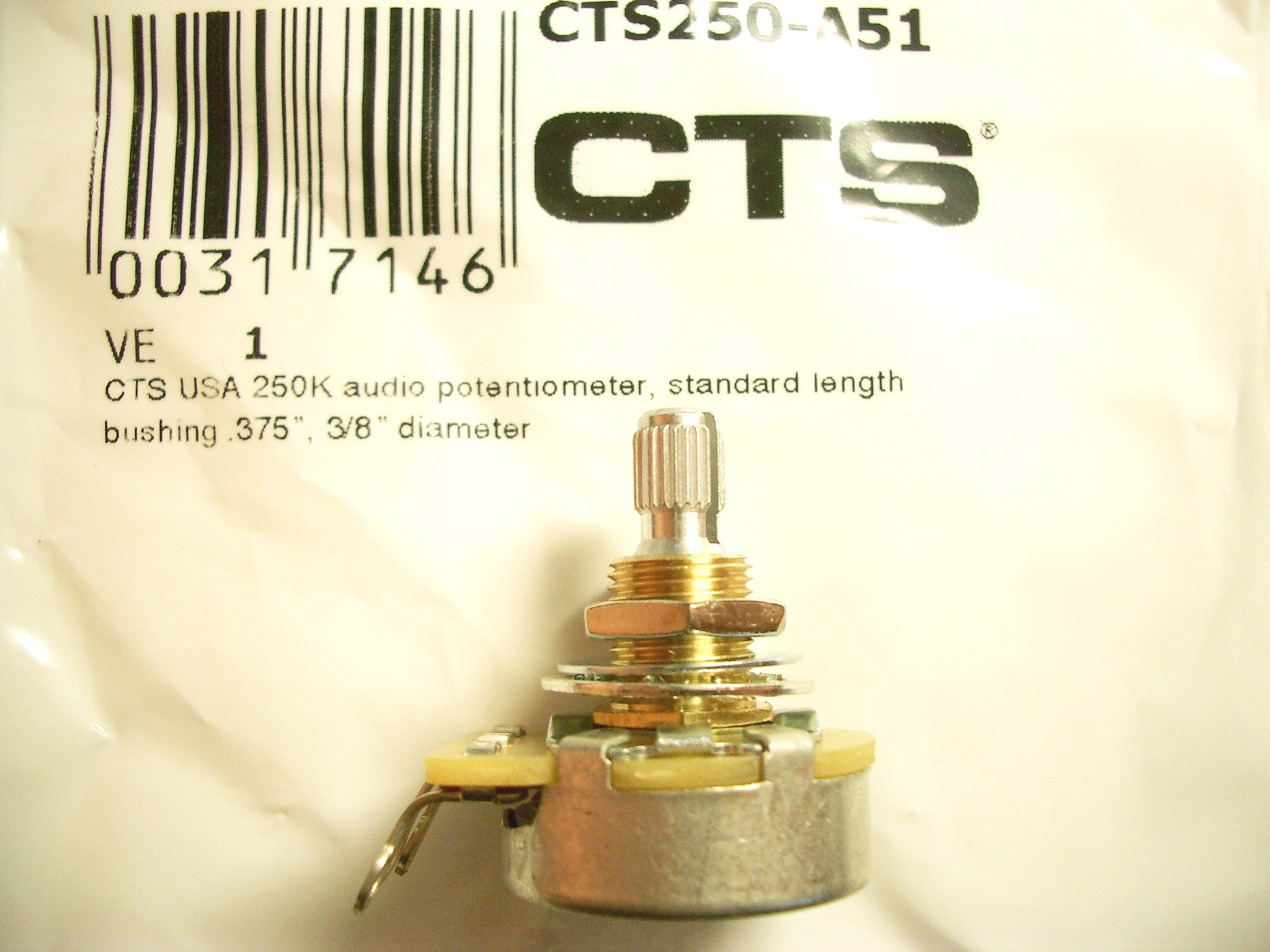 CTS-Poti 10mm Potentiometer 250 kOhm, A log.