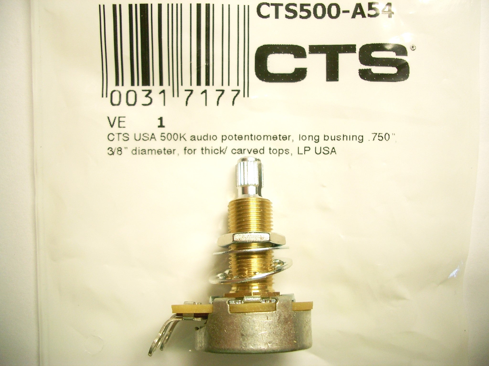 CTS-Poti 10mm Potentiometer long shaft 500 kOhm, A log.