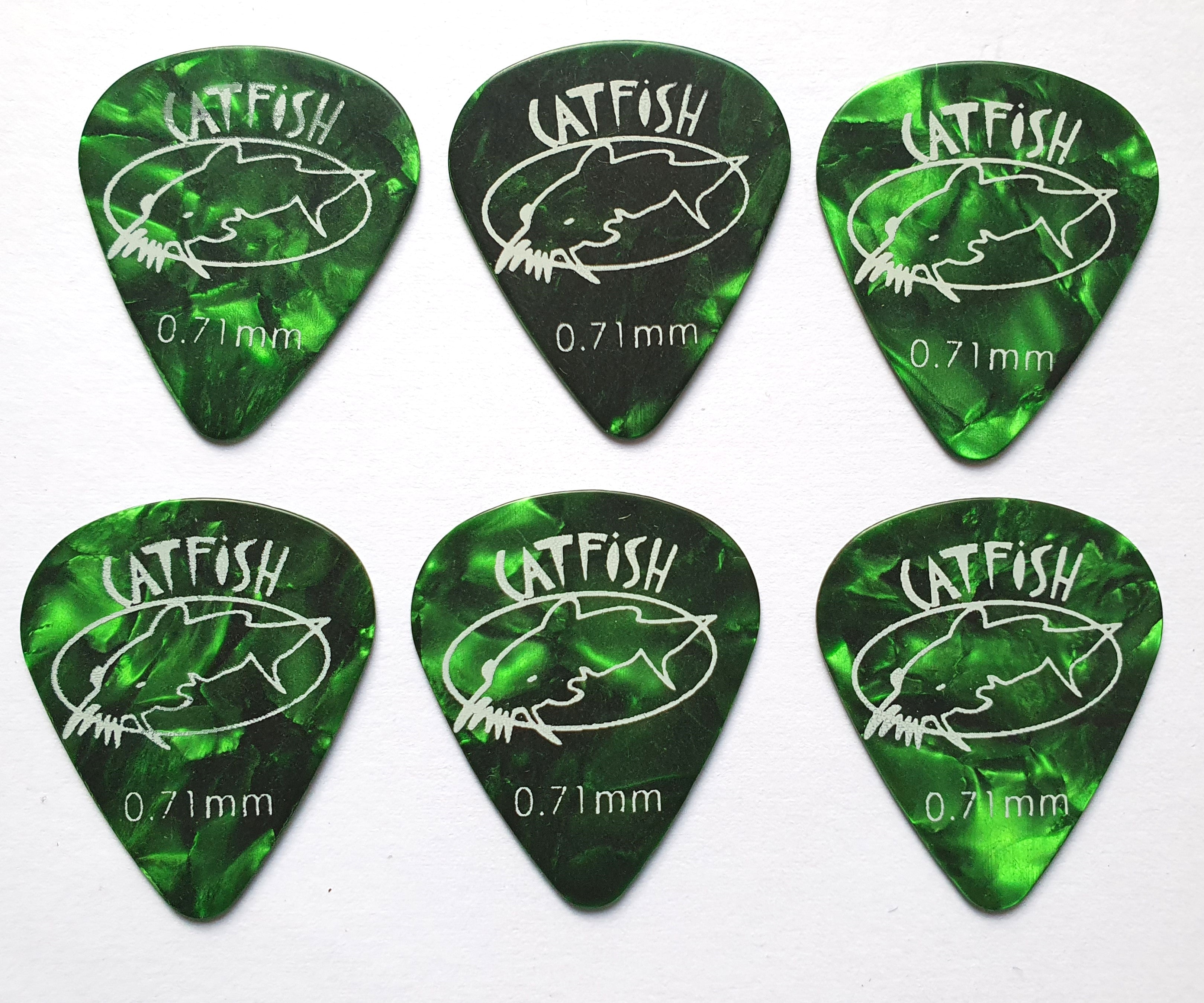 6 Catfish Zelluloid Picks Plektren green pearloid 0,71 mm