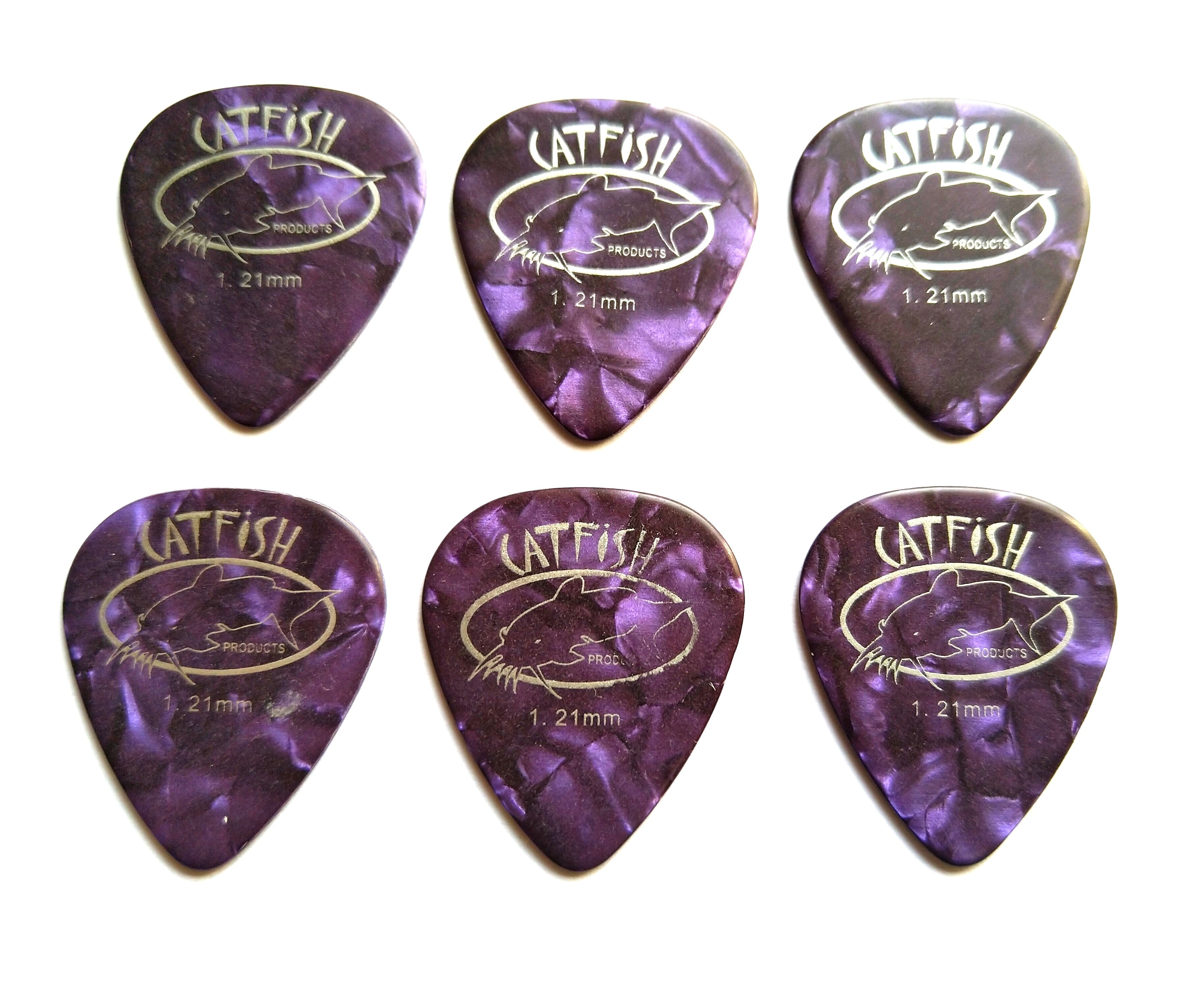 6 Catfish Zelluloid Picks Plektren purple pearloid 1,21 mm