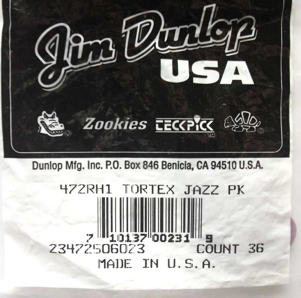 36 Dunlop 472RH1 Picks Tortex Jazz H1 Plektren 1,14 mm Plektrum