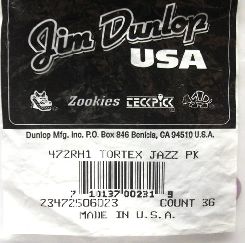 36 Dunlop 472RH1 Picks Tortex Jazz H1 Plektren 1,14 mm Plektrum