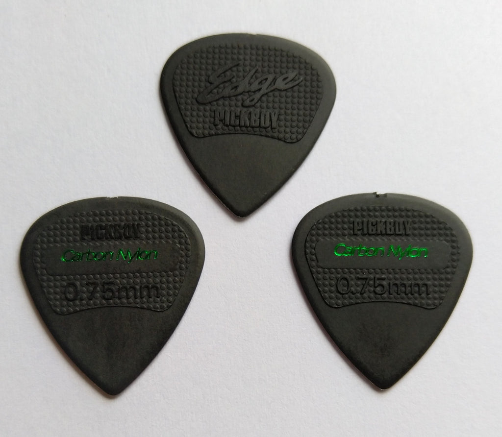 3 PickBoy Edge Carbon Nylon Picks Plektren black, 0,75 mm