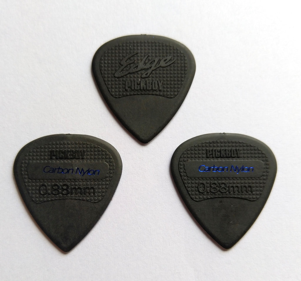 3 PickBoy Edge Carbon Nylon Picks Plektren black, 0,88 mm