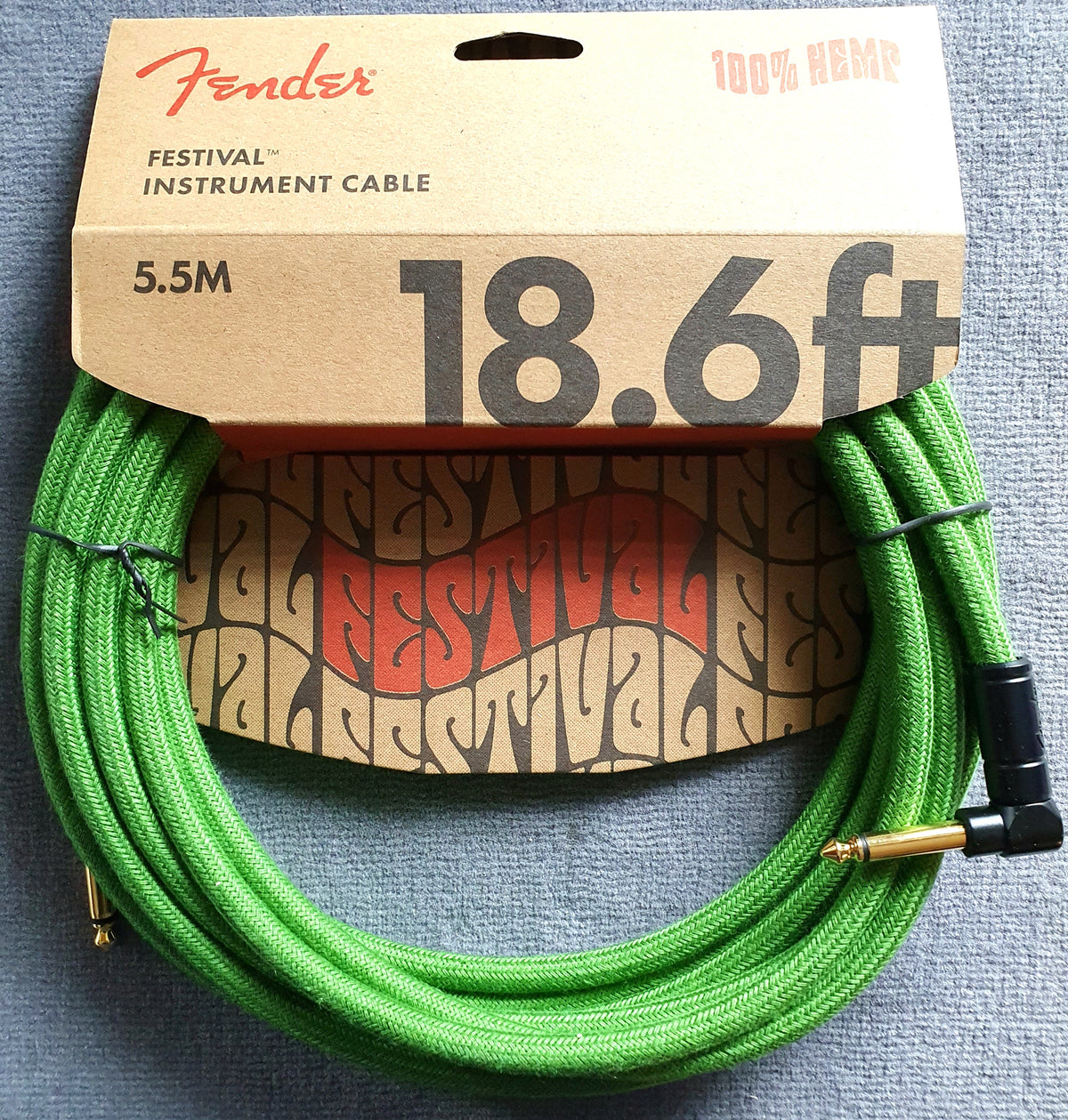 Fender® Kabel Festival Instrument Cable 5,5 m Green, angled