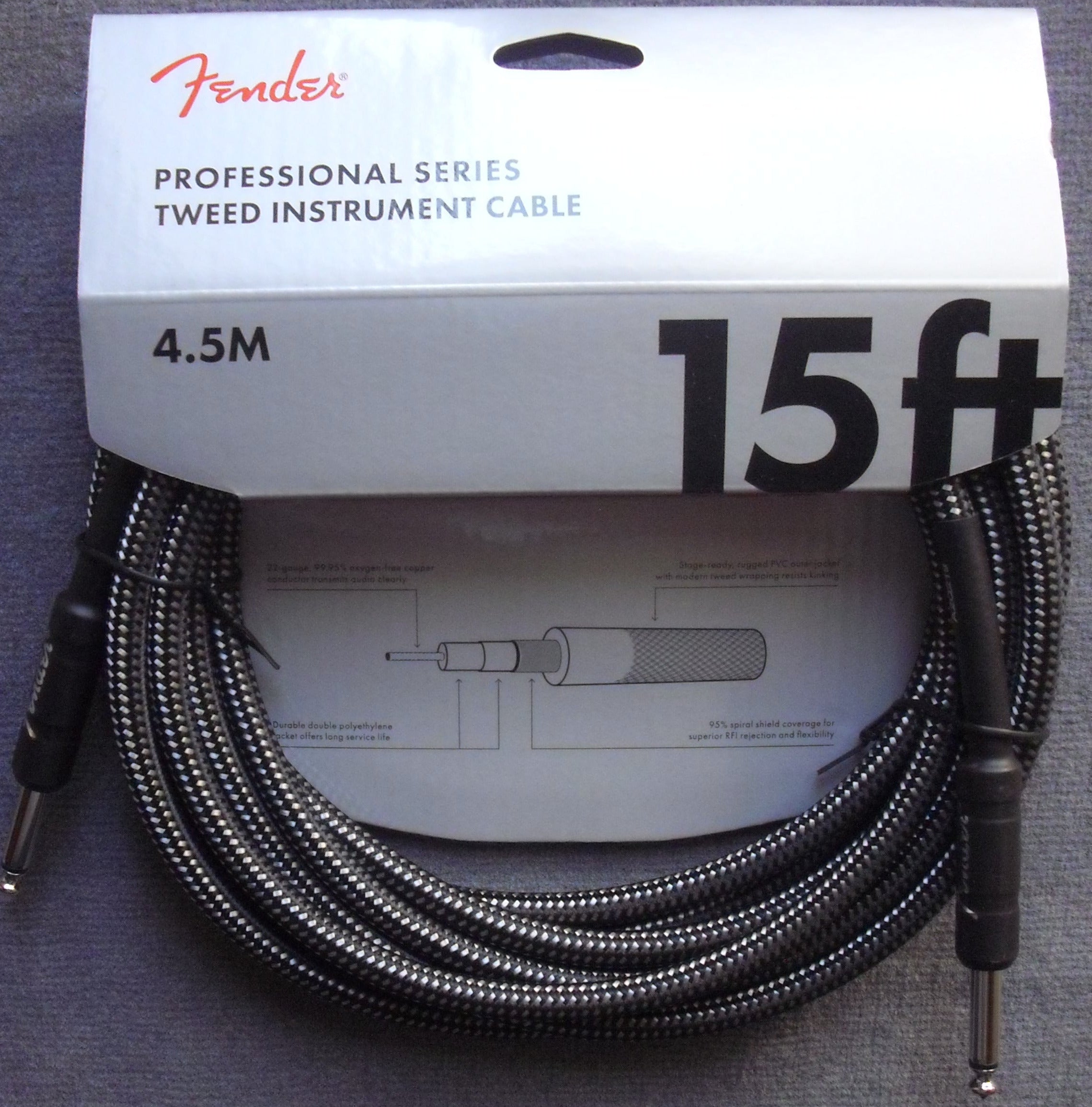 Fender® Kabel Professional Instrument Cable 4,5 m Gray Tweed