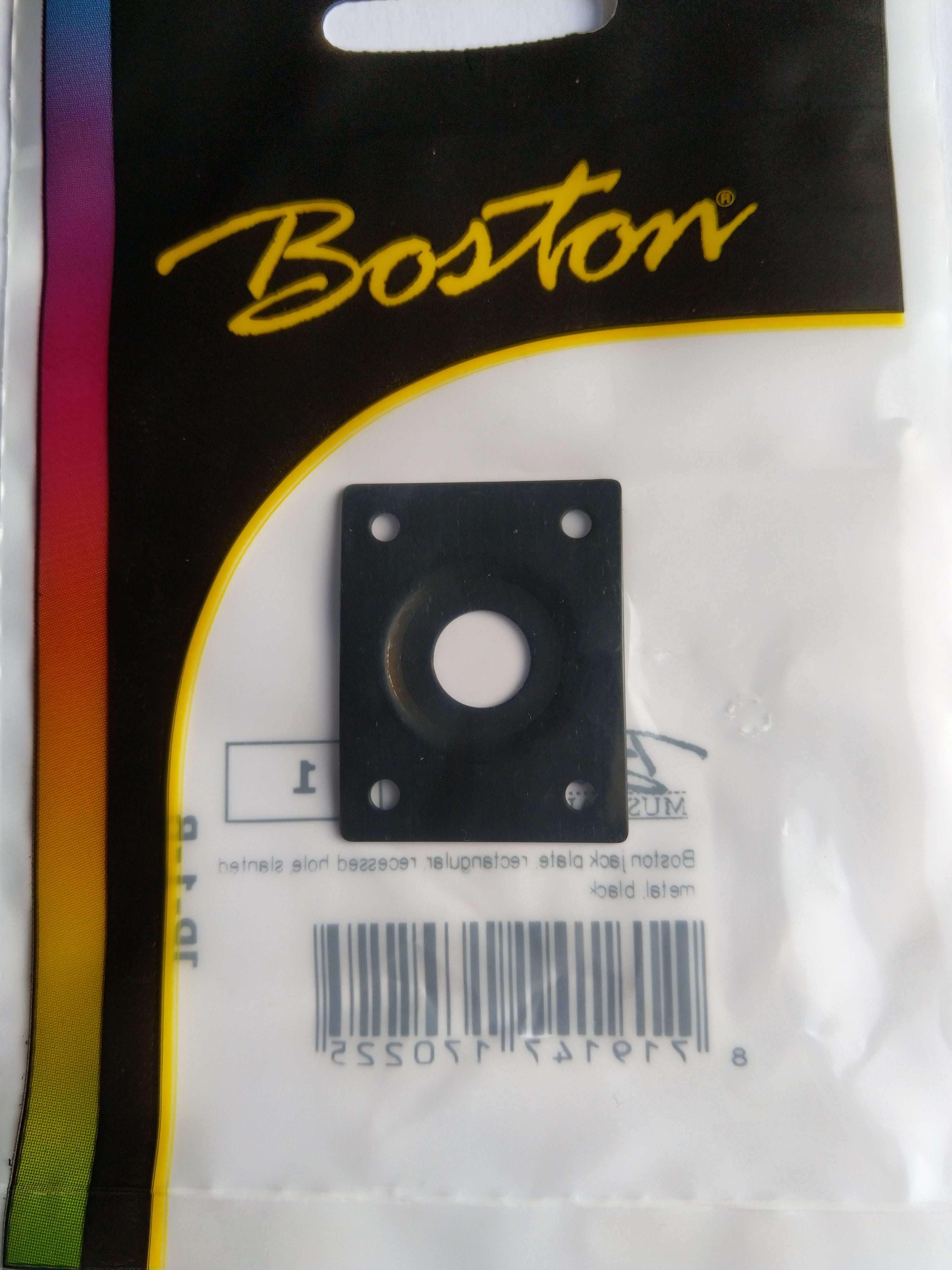 Boston 4-Loch Buchsenblech Jack-Plate, 36,5 x 29 mm, gebogen black