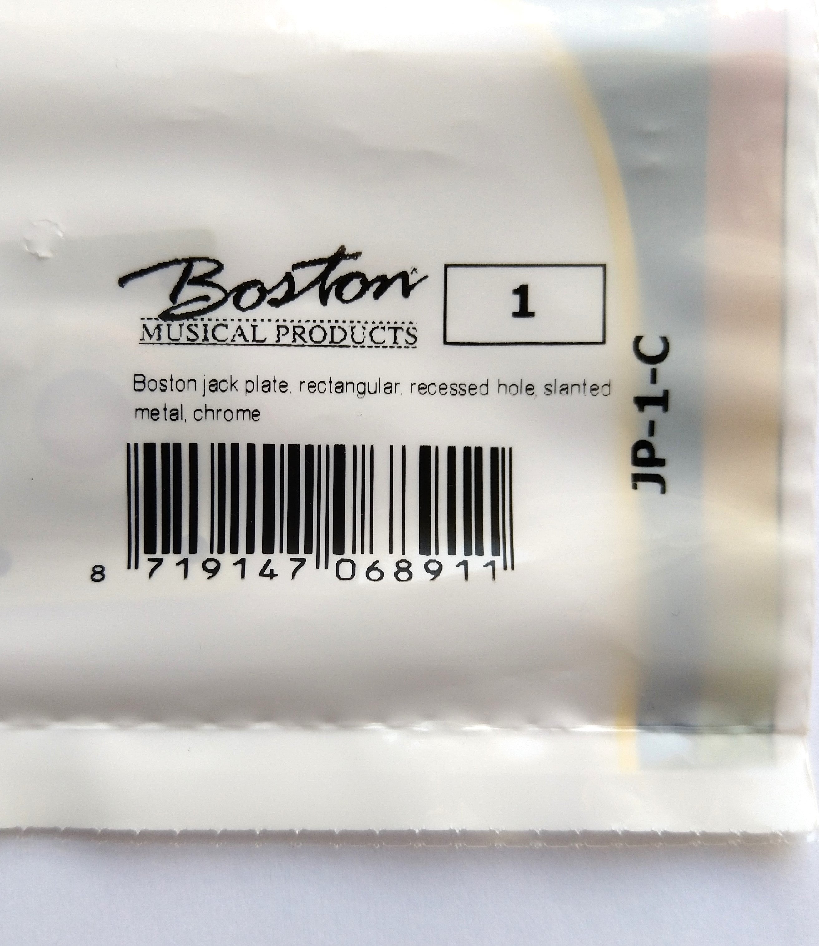 Boston 4-Loch Buchsenblech Jack-Plate, 36,5 x 29 mm, gebogen chrome
