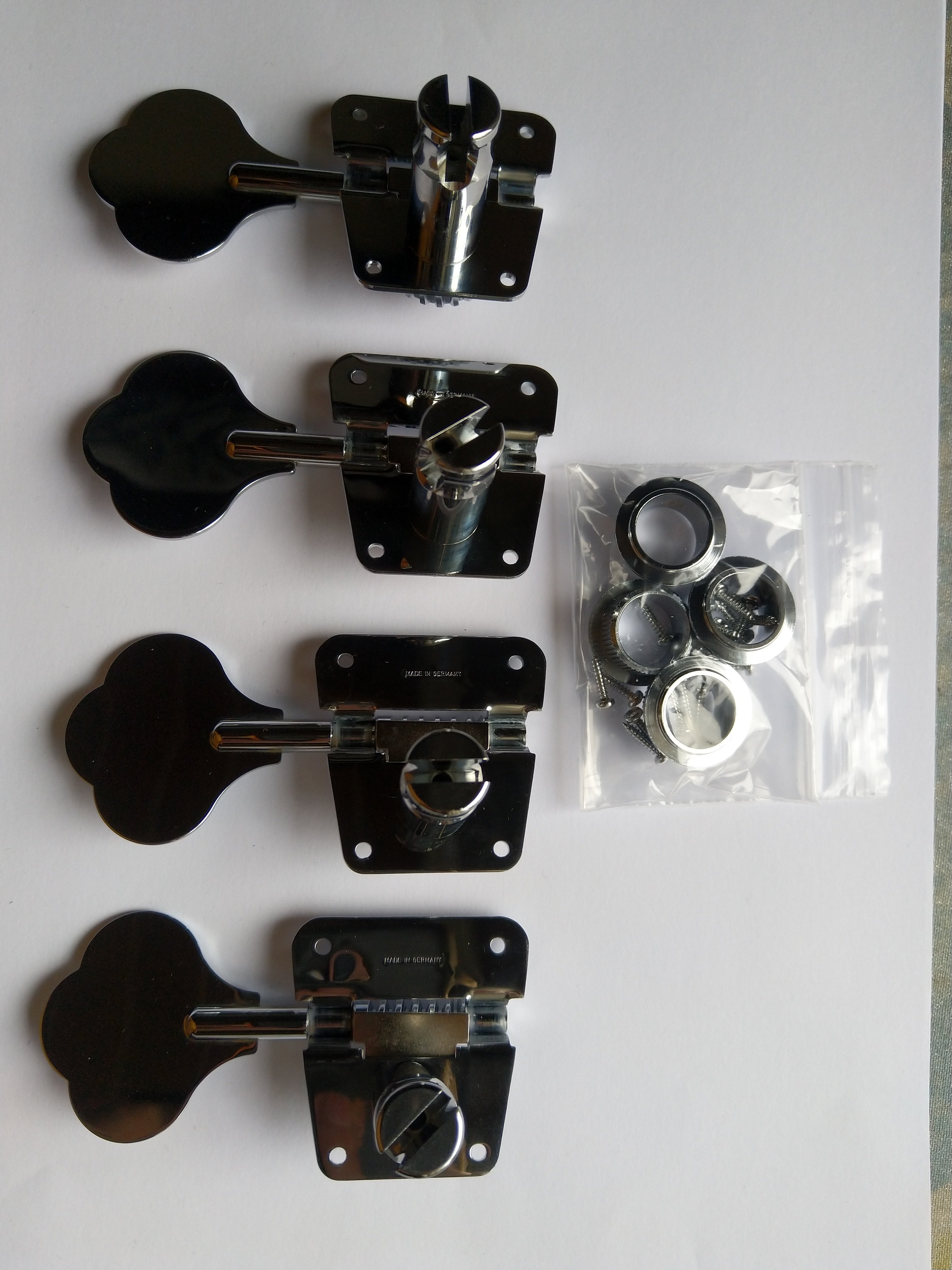 Schaller Original F-Series BMF Bass Tuners Mechaniken 4 links chrome