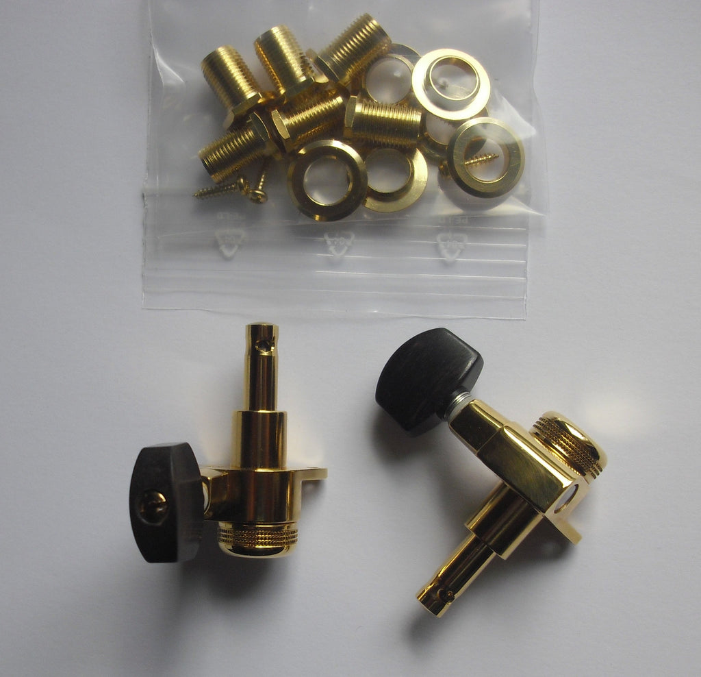 Schaller M6 Locking Tuners 135° 6 links Gold small Ebony buttons