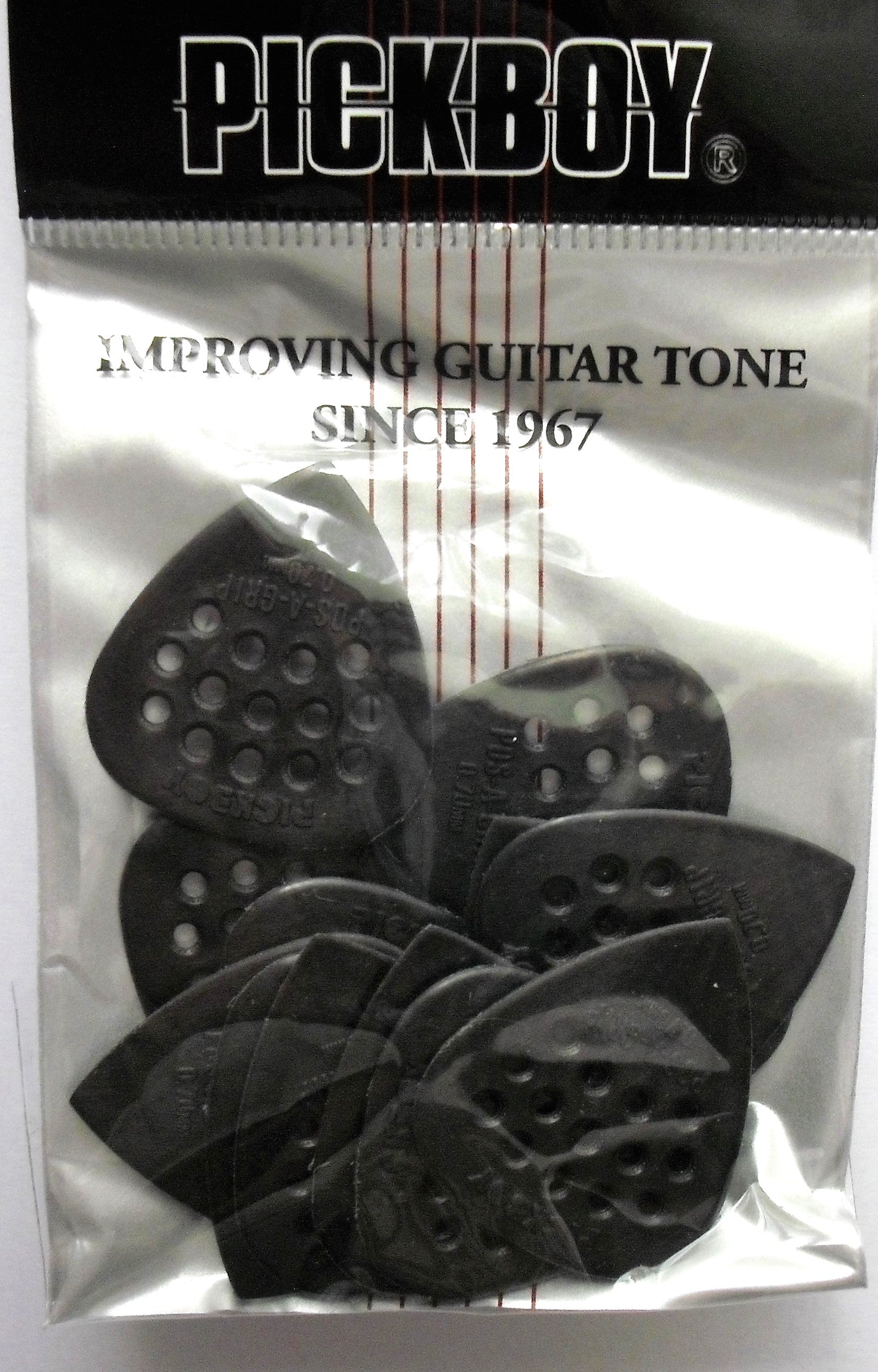 12 PickBoy POS-A-Grip Picks Plektren black, 0,70 mm